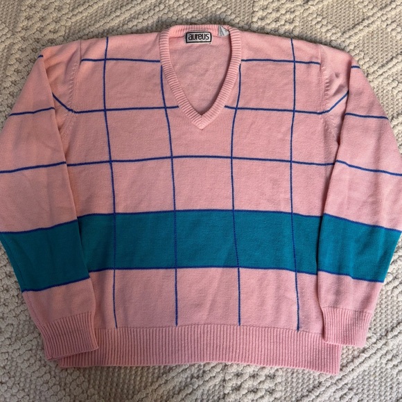 Vintage Other - Vintage 80s 90s Men’s V Neck Golf Sweater by Aureus